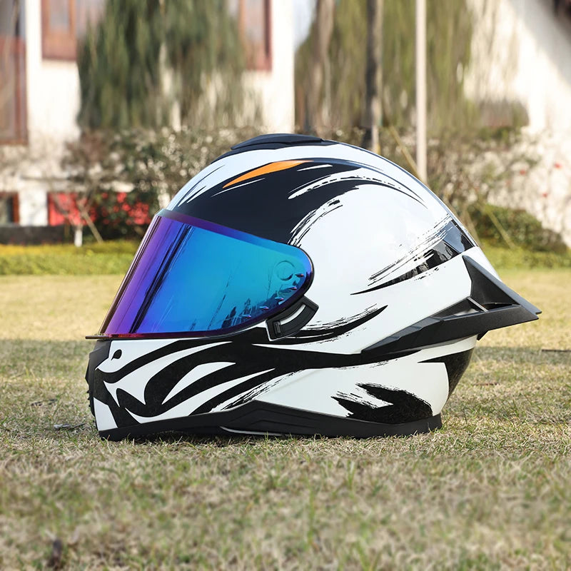 Motorcycle helmet, men's and women's dual mirror full face