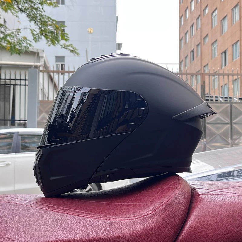 Pro Flip - Up Motorcycle Helmet – Aerodynamic Tail Vent Design - MoToPLY XHJ136MoToPLY XMPro Flip - Up Motorcycle Helmet – Aerodynamic Tail Vent Design