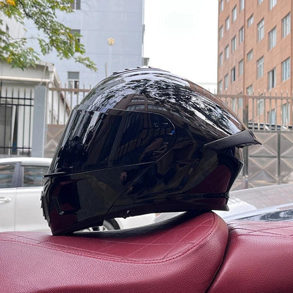 Pro Flip - Up Motorcycle Helmet – Aerodynamic Tail Vent Design - MoToPLY XHJ140MoToPLY XMPro Flip - Up Motorcycle Helmet – Aerodynamic Tail Vent Design