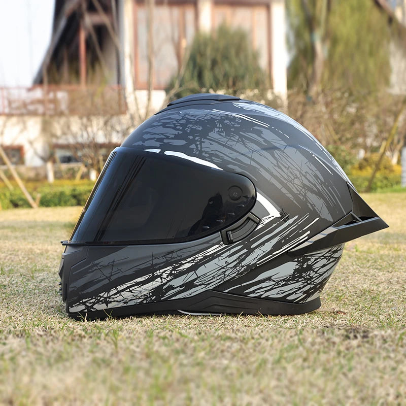 Motorcycle helmet, men's and women's dual mirror full face