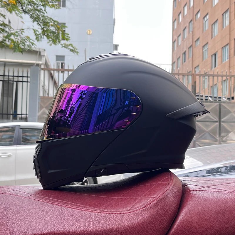 Pro Flip - Up Motorcycle Helmet – Aerodynamic Tail Vent Design - MoToPLY XHJ148MoToPLY XMPro Flip - Up Motorcycle Helmet – Aerodynamic Tail Vent Design
