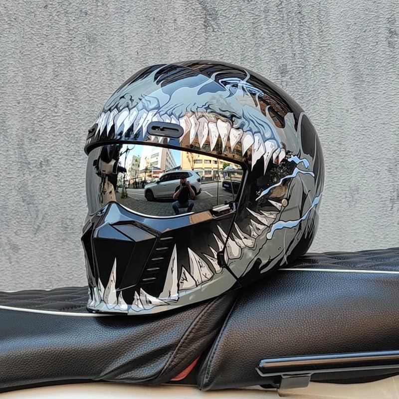 Black Warrior Scorpion Retro Motorcycle Helmet – Men & Women | MoToPLY X - MoToPLY XMoToPLY XM#original_value#