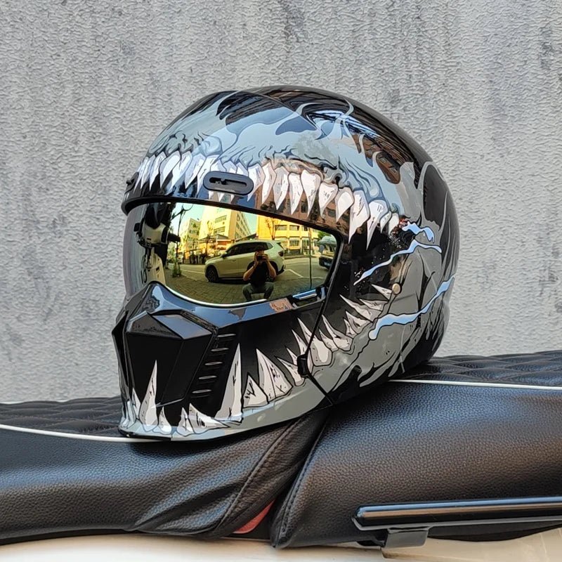 Black Warrior Scorpion Retro Motorcycle Helmet – Men & Women | MoToPLY X - MoToPLY XMoToPLY XM#original_value#