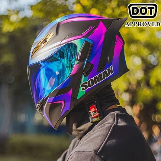 DOT Approved Full Face Flip Up Motorcycle Helmet Dual Visor Modular - MoToPLY XST100MoToPLY XSDOT Approved Full Face Flip Up Motorcycle Helmet Dual Visor Modular