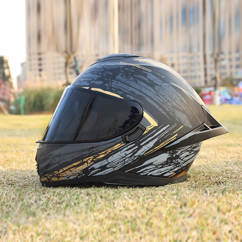 Motorcycle helmet, men's and women's dual mirror full face