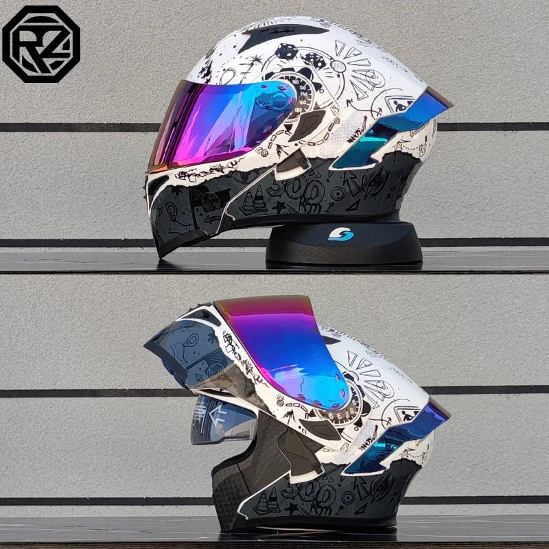ORZ Dual Lens Flip Up Motorcycle Helmet DOT Approved - MoToPLY XMoToPLY XMORZ Dual Lens Flip Up Motorcycle Helmet DOT Approved
