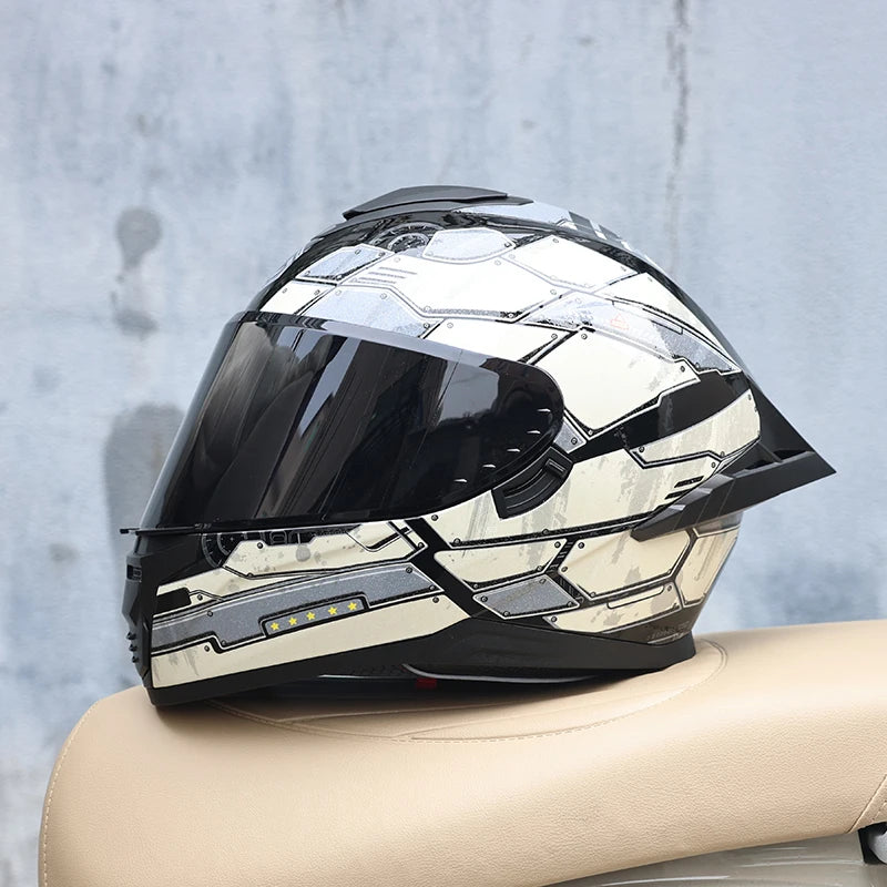 Motorcycle helmet, men's and women's dual mirror full face