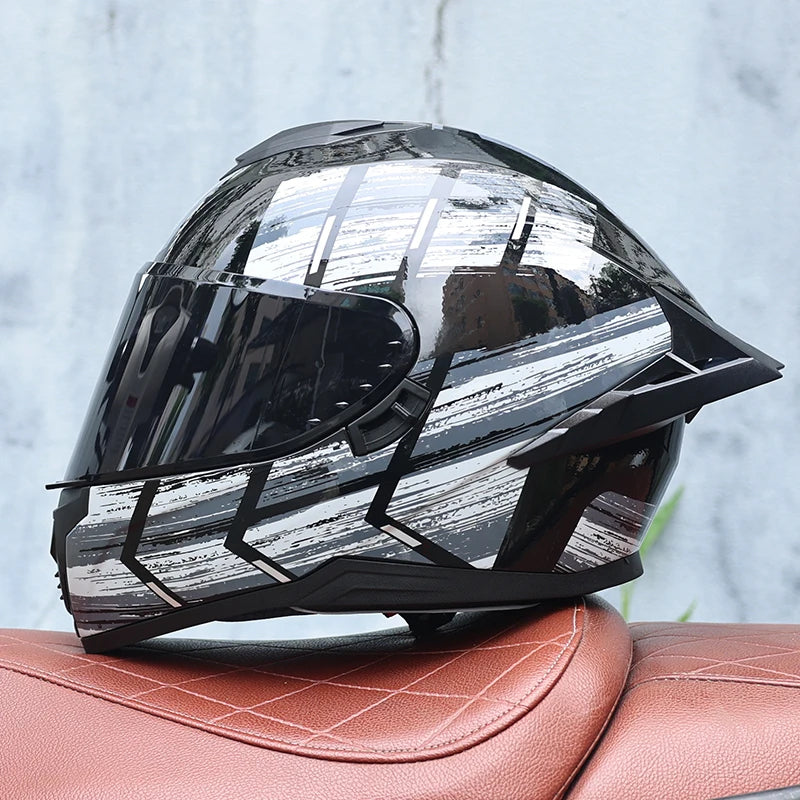 Motorcycle helmet, men's and women's dual mirror full face