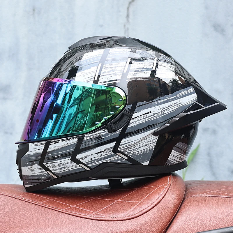 Motorcycle helmet, men's and women's dual mirror full face