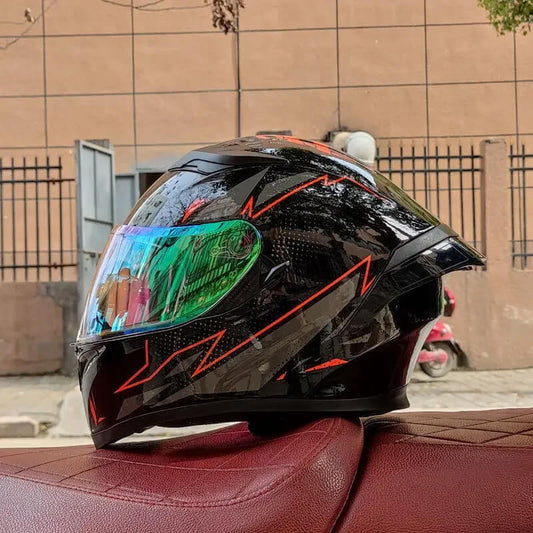 “DOT Full Face Motorcycle Helmet – Dual Lens Flip-Up Modular”