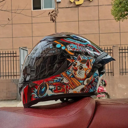“DOT Full Face Motorcycle Helmet – Dual Lens Flip-Up Modular”