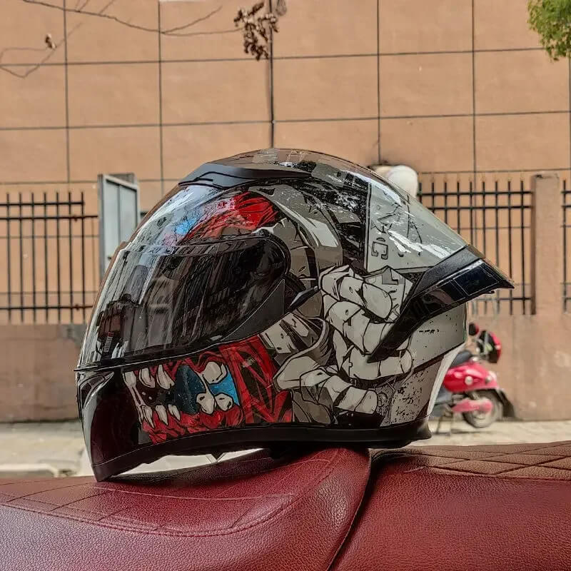 “DOT Full Face Motorcycle Helmet – Dual Lens Flip-Up Modular”