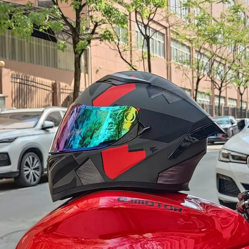 “DOT Full Face Motorcycle Helmet – Dual Lens Flip-Up Modular”