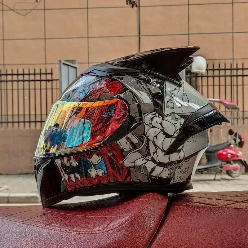 “DOT Full Face Motorcycle Helmet – Dual Lens Flip-Up Modular”