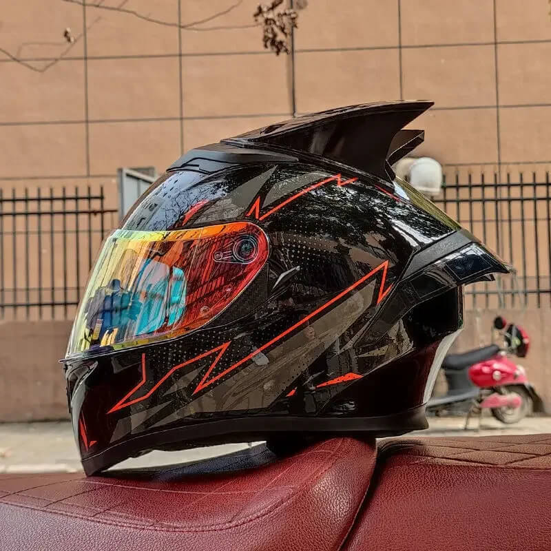 “DOT Full Face Motorcycle Helmet – Dual Lens Flip-Up Modular”