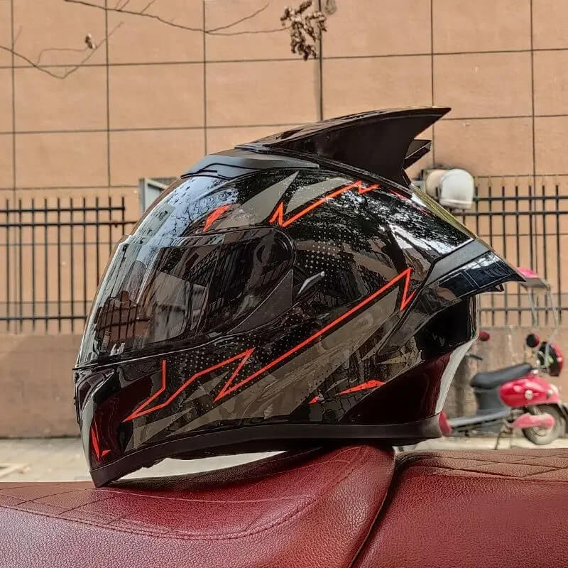 “DOT Full Face Motorcycle Helmet – Dual Lens Flip-Up Modular”