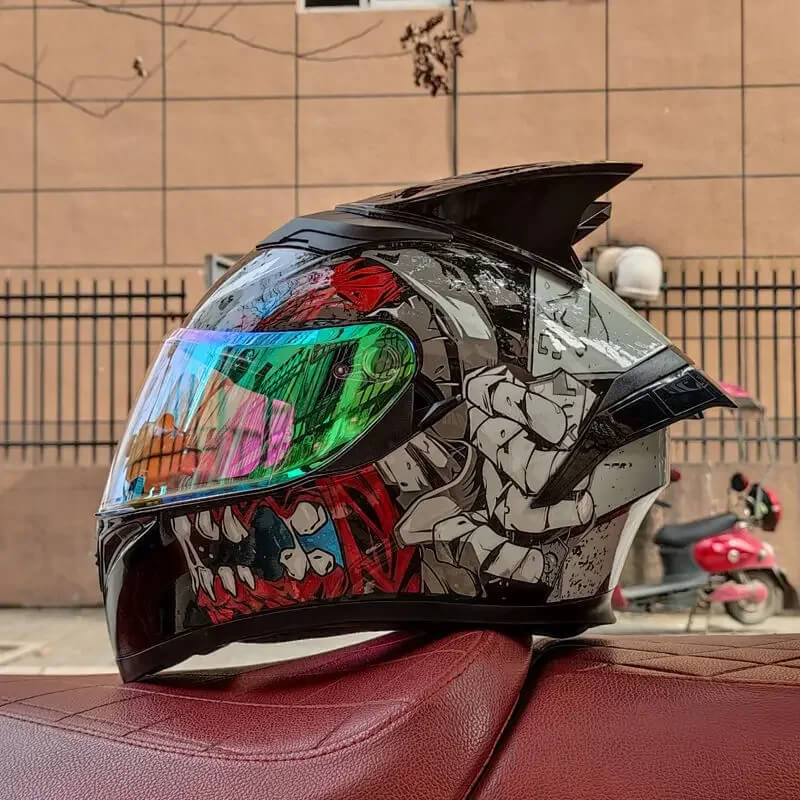 “DOT Full Face Motorcycle Helmet – Dual Lens Flip-Up Modular”