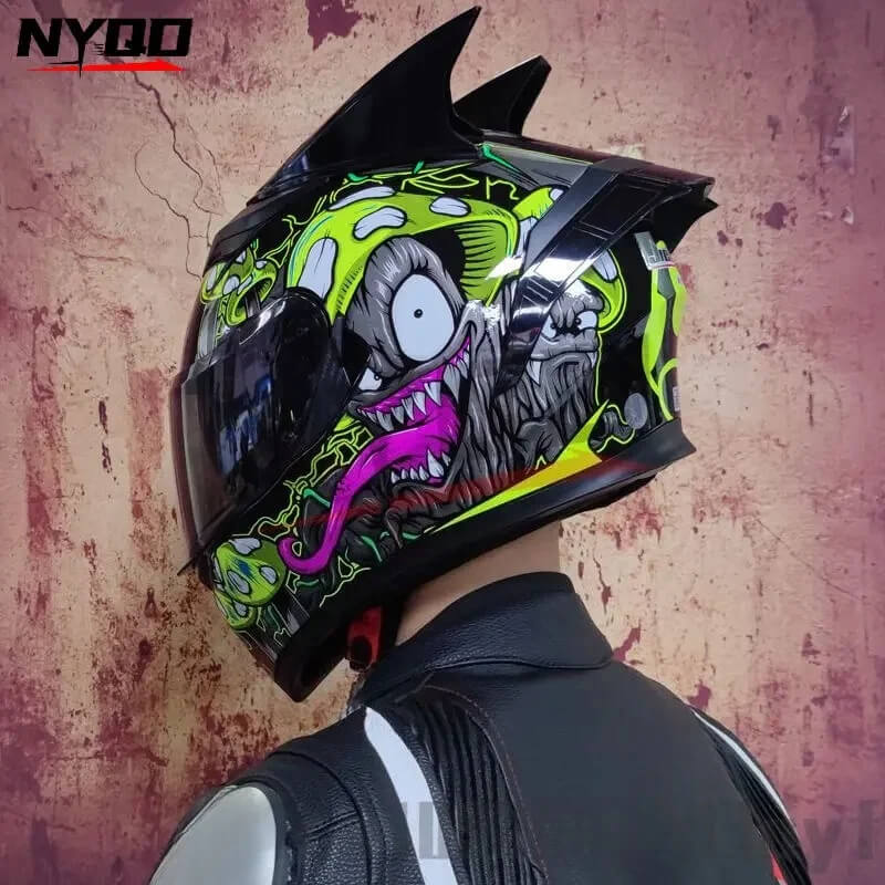 “DOT Full Face Motorcycle Helmet – Dual Lens Flip-Up Modular”