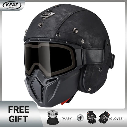 Keaz Retro Open Face Helmet – Anti - Fog & Ventilated DOT Approved - MoToPLY XHR110MoToPLY XSKeaz Retro Open Face Helmet – Anti - Fog & Ventilated DOT Approved