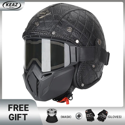 Keaz Retro Open Face Helmet – Anti - Fog & Ventilated DOT Approved - MoToPLY XHR115MoToPLY XSKeaz Retro Open Face Helmet – Anti - Fog & Ventilated DOT Approved