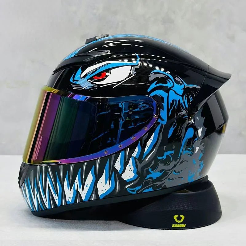 Nine - Tailed Fox Full Face Motorcycle Helmet – HD Graphic Design & Scratch - Resistant Lens - MoToPLY XHTM118MoToPLY XSNine - Tailed Fox Full Face Motorcycle Helmet – HD Graphic Design & Scratch - Resistant Lens