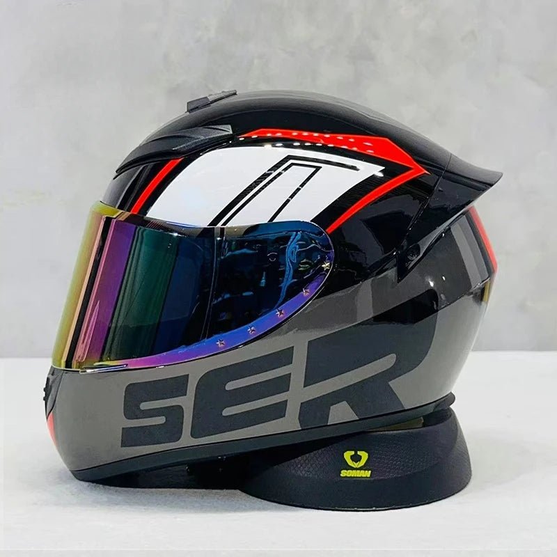 Nine - Tailed Fox Full Face Motorcycle Helmet – HD Graphic Design & Scratch - Resistant Lens - MoToPLY XHTM184MoToPLY XSNine - Tailed Fox Full Face Motorcycle Helmet – HD Graphic Design & Scratch - Resistant Lens