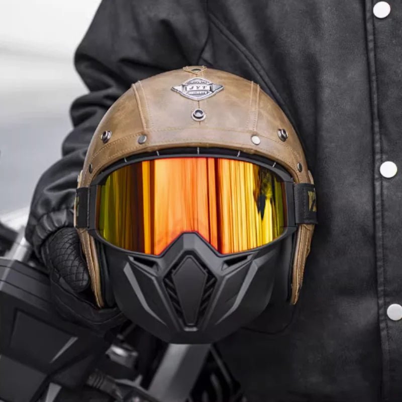 Keaz Retro Open Face Helmet – Anti - Fog & Ventilated DOT Approved - MoToPLY XHR155MoToPLY XSKeaz Retro Open Face Helmet – Anti - Fog & Ventilated DOT Approved