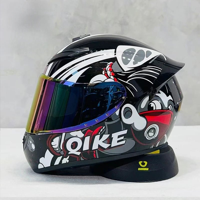 Nine - Tailed Fox Full Face Motorcycle Helmet – HD Graphic Design & Scratch - Resistant Lens - MoToPLY XHTM190MoToPLY XSNine - Tailed Fox Full Face Motorcycle Helmet – HD Graphic Design & Scratch - Resistant Lens