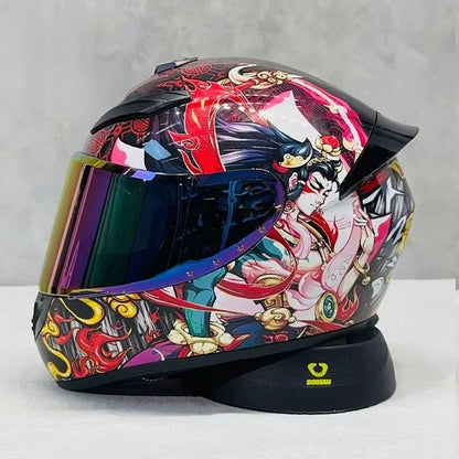 Nine - Tailed Fox Full Face Motorcycle Helmet – HD Graphic Design & Scratch - Resistant Lens - MoToPLY XHTM166MoToPLY XSNine - Tailed Fox Full Face Motorcycle Helmet – HD Graphic Design & Scratch - Resistant Lens