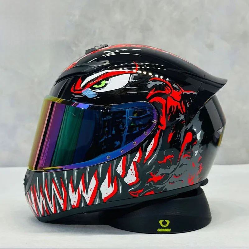 Nine - Tailed Fox Full Face Motorcycle Helmet – HD Graphic Design & Scratch - Resistant Lens - MoToPLY XHTM124MoToPLY XSNine - Tailed Fox Full Face Motorcycle Helmet – HD Graphic Design & Scratch - Resistant Lens