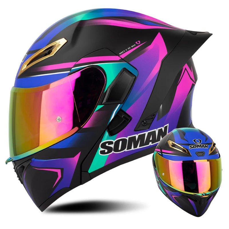 DOT Approved Full Face Flip Up Motorcycle Helmet Dual Visor Modular - MoToPLY XST105MoToPLY XSDOT Approved Full Face Flip Up Motorcycle Helmet Dual Visor Modular