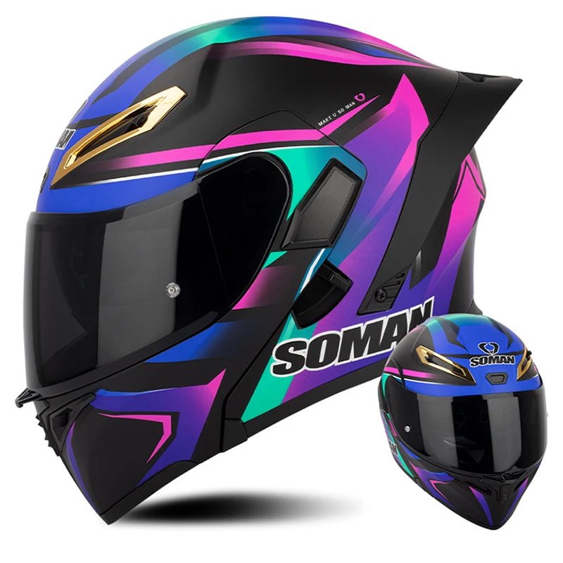 DOT Approved Full Face Flip Up Motorcycle Helmet Dual Visor Modular - MoToPLY XST110MoToPLY XSDOT Approved Full Face Flip Up Motorcycle Helmet Dual Visor Modular