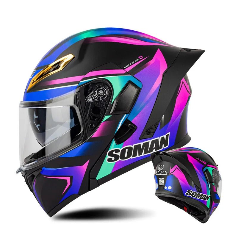 DOT Approved Full Face Flip Up Motorcycle Helmet Dual Visor Modular - MoToPLY XST170MoToPLY XSDOT Approved Full Face Flip Up Motorcycle Helmet Dual Visor Modular